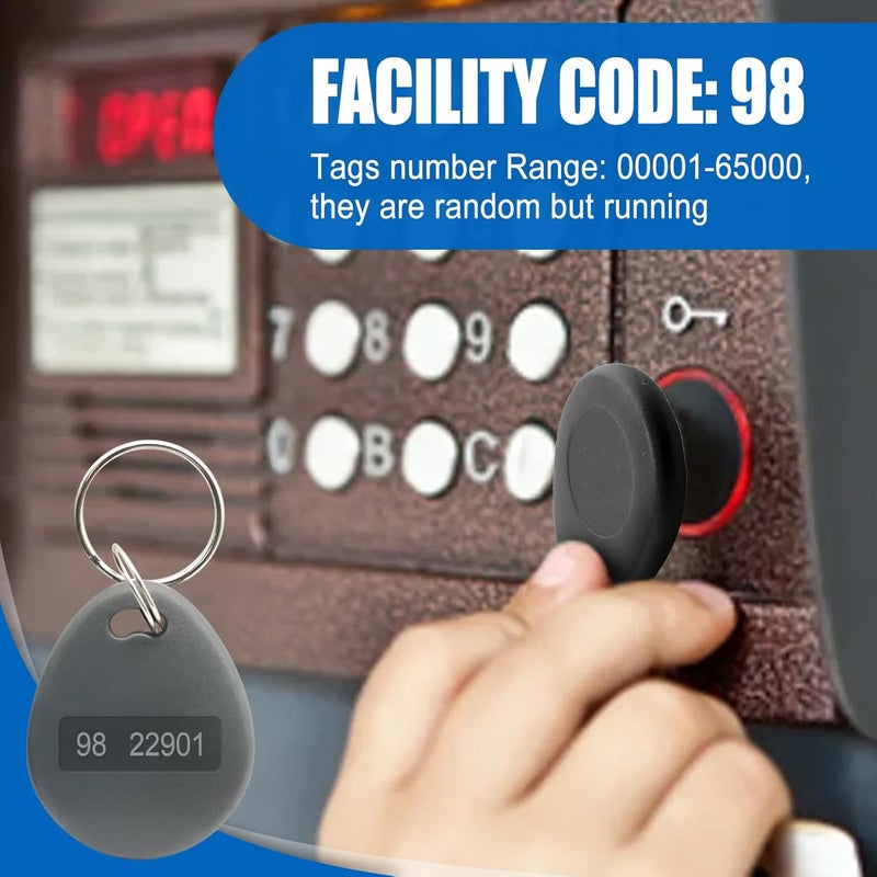 dcvbny 50PCS 26 bit Prox Keyfobs Proximity Fob Frequency 125KHZ H-ID Compatible with Prox Key ISOProx 1326 1346 1386 H10301 Card Reader,Isoprox Contactless Keyfobs for Majority of Access Control Systems,Grey - Image 4